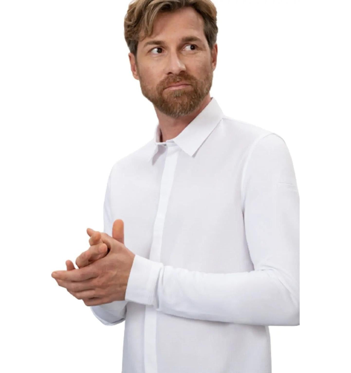 Le Nouvean Chef Fabrice Men's Coat-White-Frontview