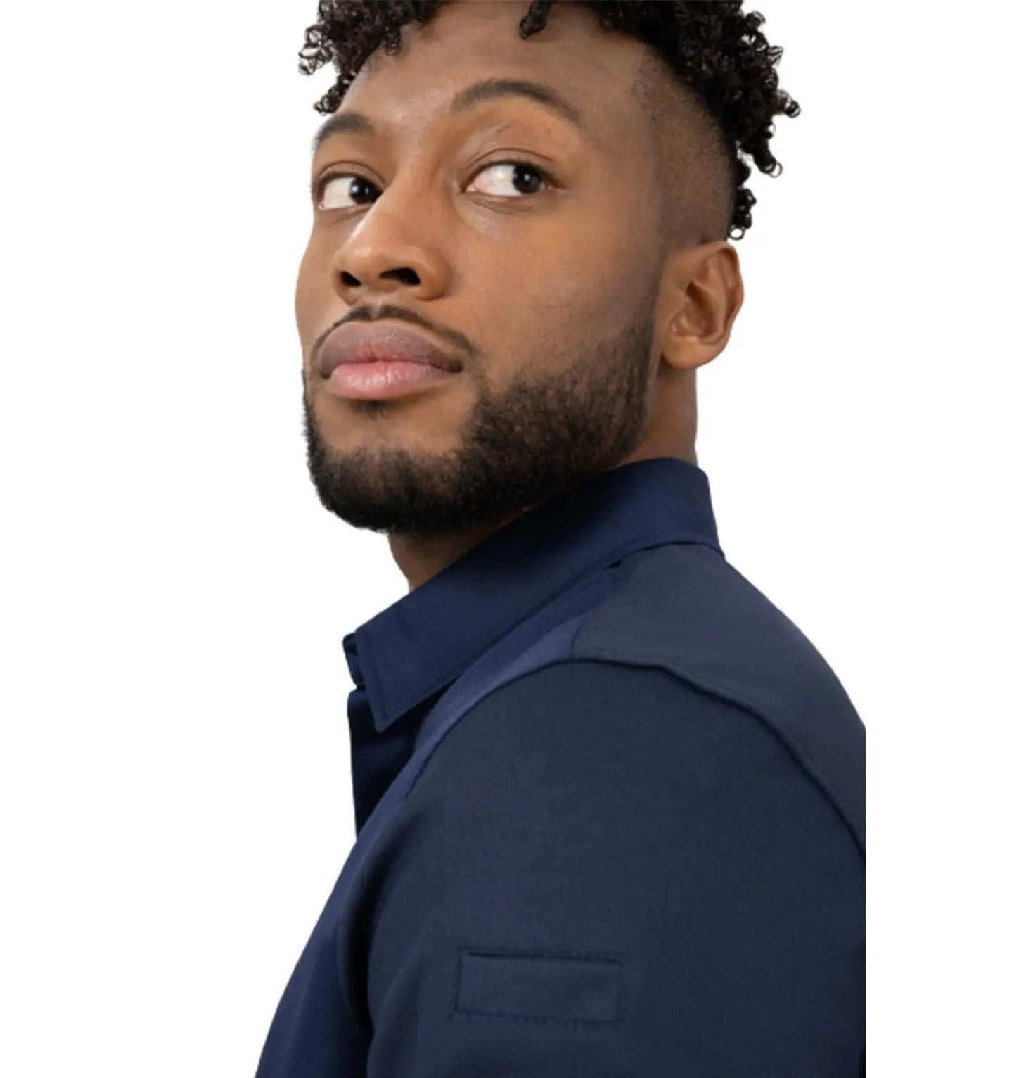 Le Nouvean Chef Gilles Men's Coat-Blue-close armview