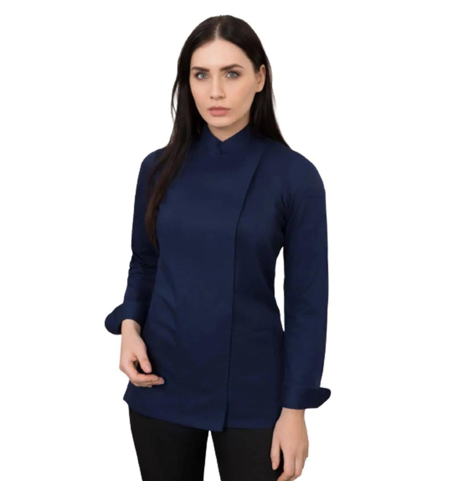 Le Nouveau Lynn Chef Jacket Navy-frontview