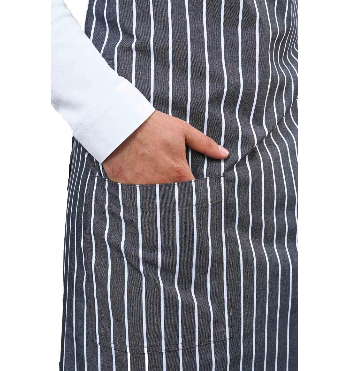 Le Nouveau Chef Peter Chef Aprons-Black White Stripe