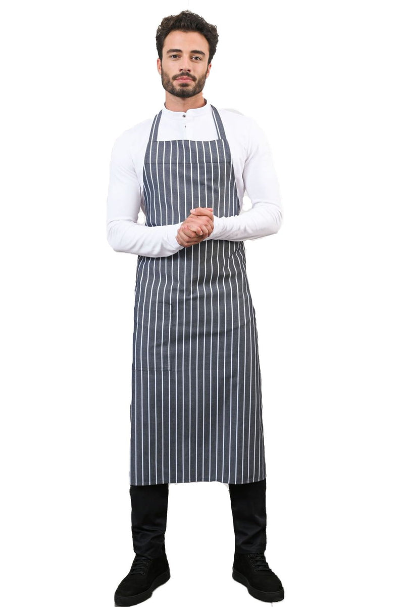 Le Nouveau Chef Peter Chef Aprons-Black White Stripe