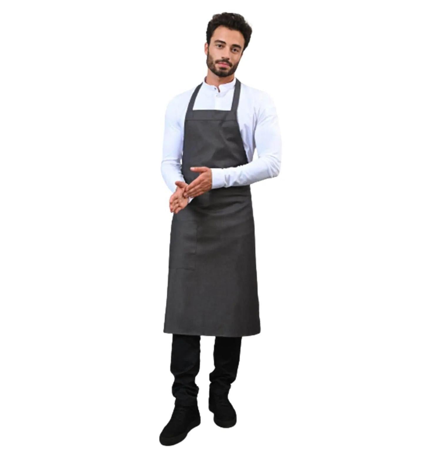 Le Nouvean Chef Phoenix Bib Aprons Black Denim-Frontview