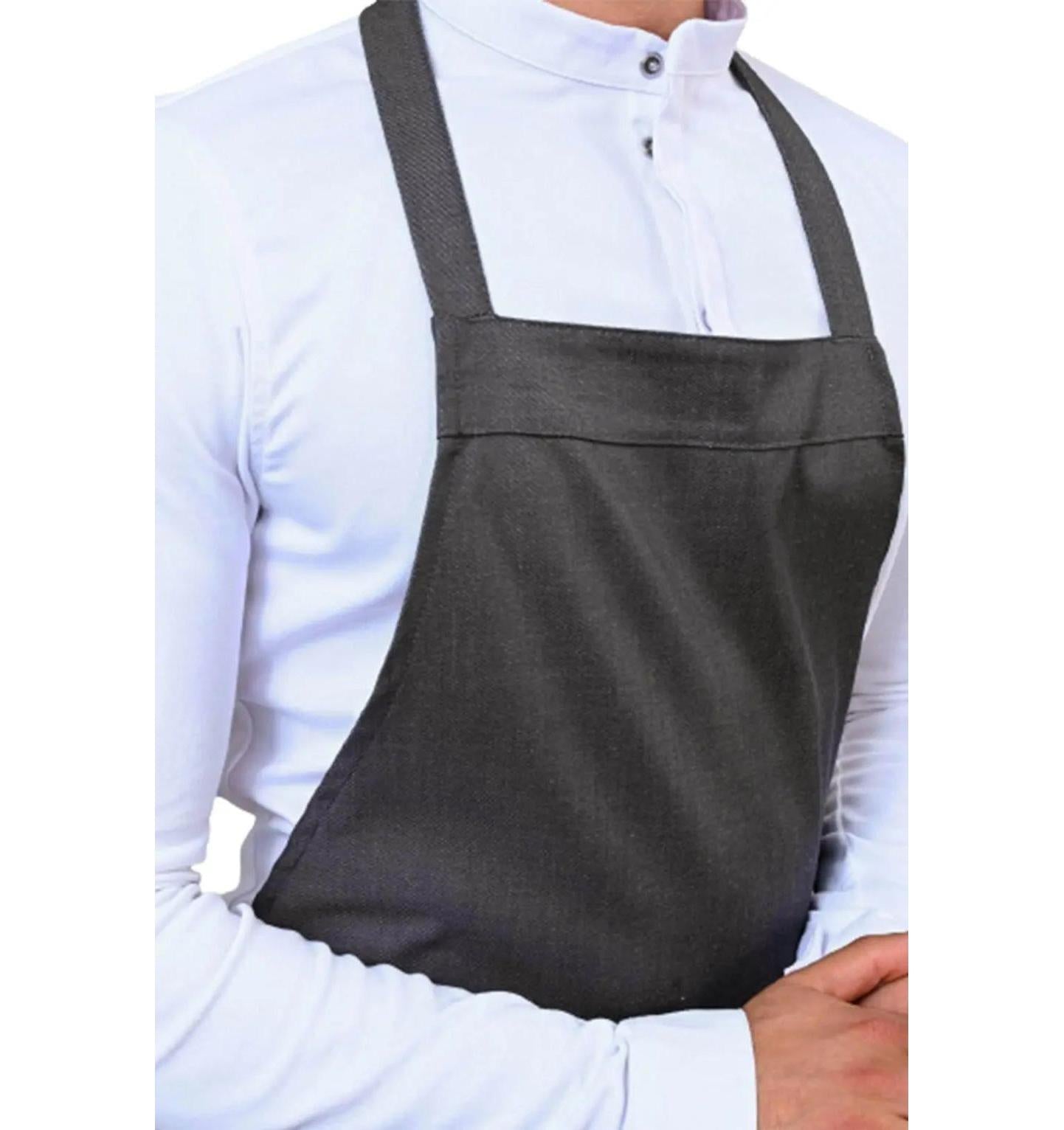Le Nouvean Chef Phoenix Bib Aprons Black Denim-Frontview