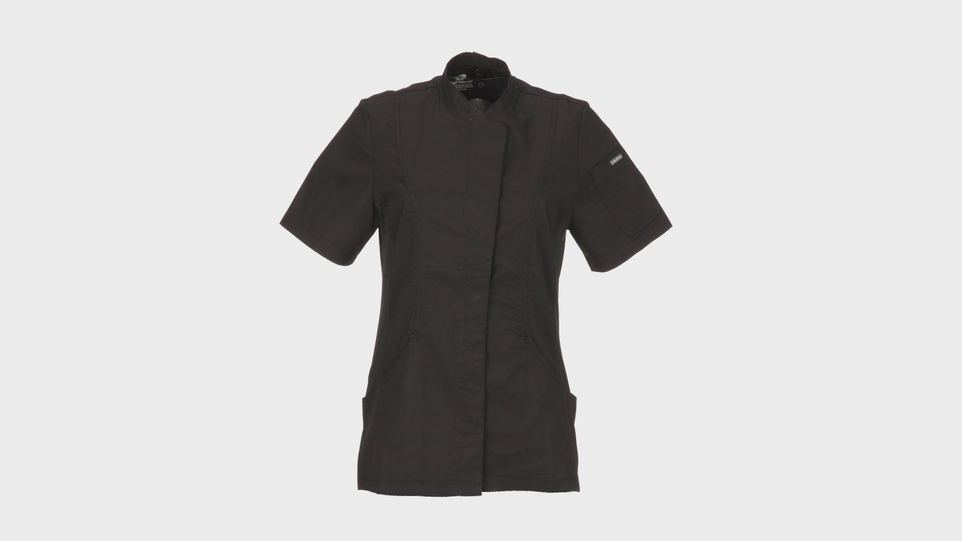 Roxby Tailored Fit Chef Coat with Hidden Snap Closures and Stretch Side   Panels - - Rotating Image