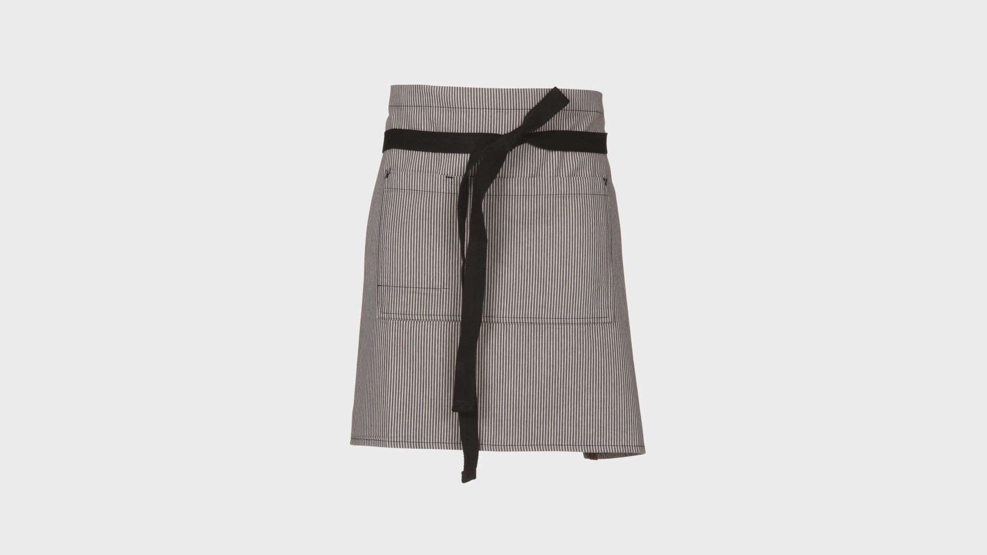 A stylish Portland Half Bistro Apron in durable crosshatch denim with contrast ties, perfect for chefs, baristas, and hospitality staff.
