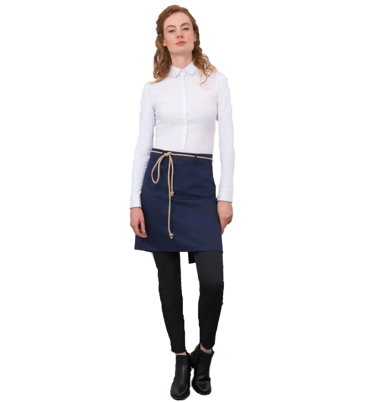 Le Nouveau Chef Spanish Short Chef Aprons-Navy