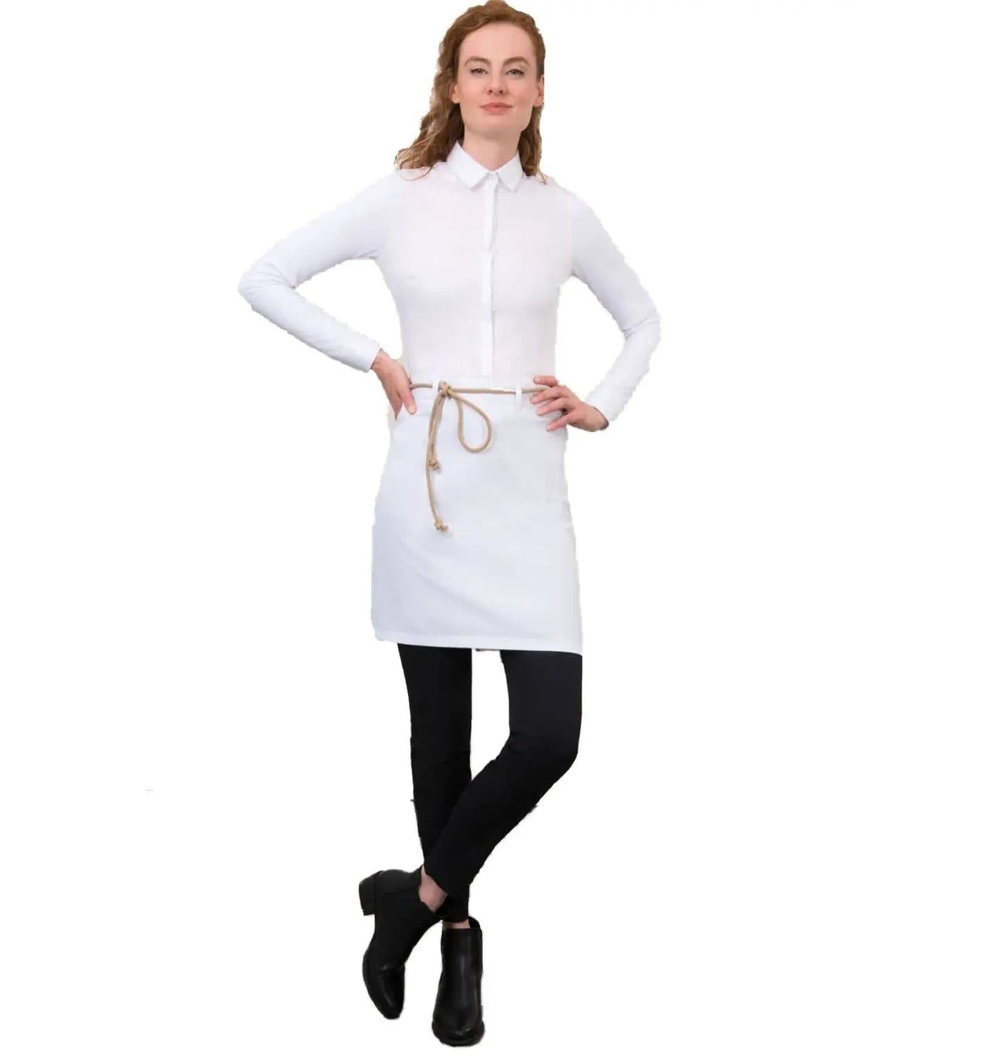 Le Nouveau Chef Spanish Short Chef Aprons-White