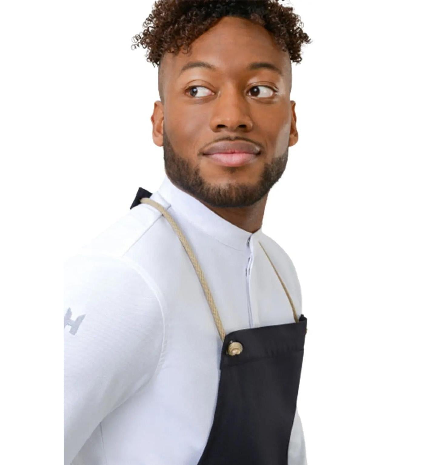 Le Nouvean Chef Spanish Bib Aprons Black-Frontview