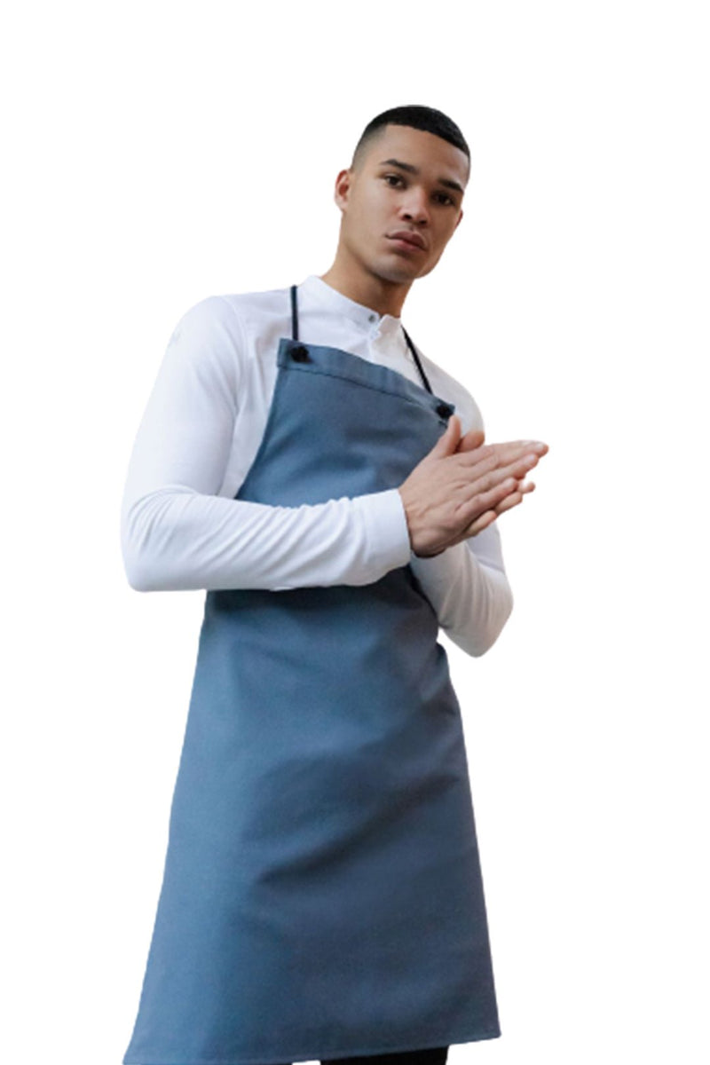 Le Nouvean Chef Spanish Bib Aprons Blue Canvas-Frontview