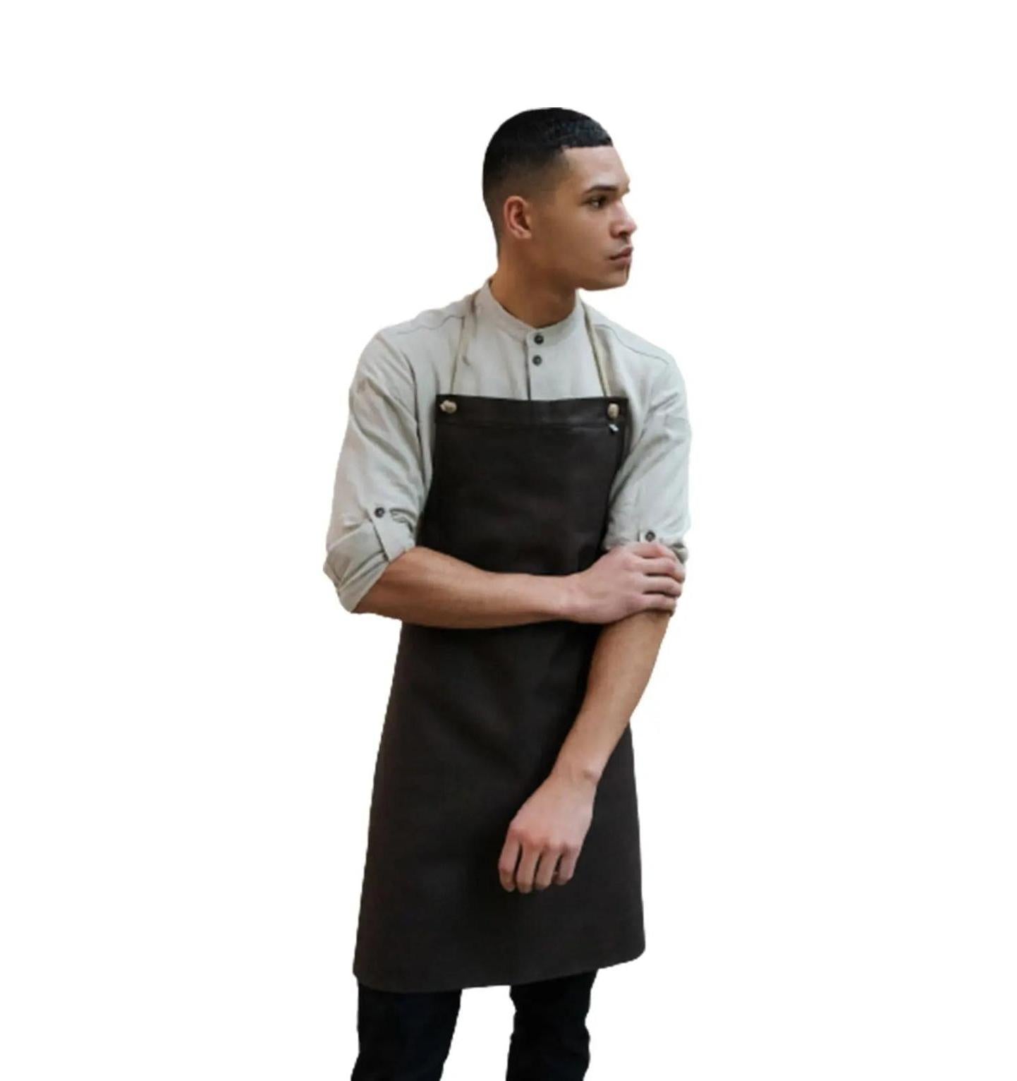 Le Nouvean Chef Spanish Bib Aprons Brown Canvas-Frontview
