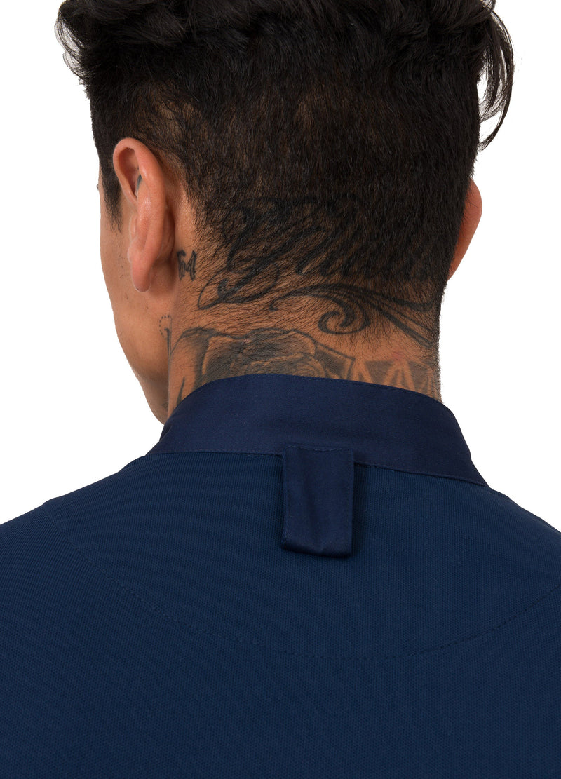 Le Nouveau Alain Chef Jacket Patriot Blue - neckview