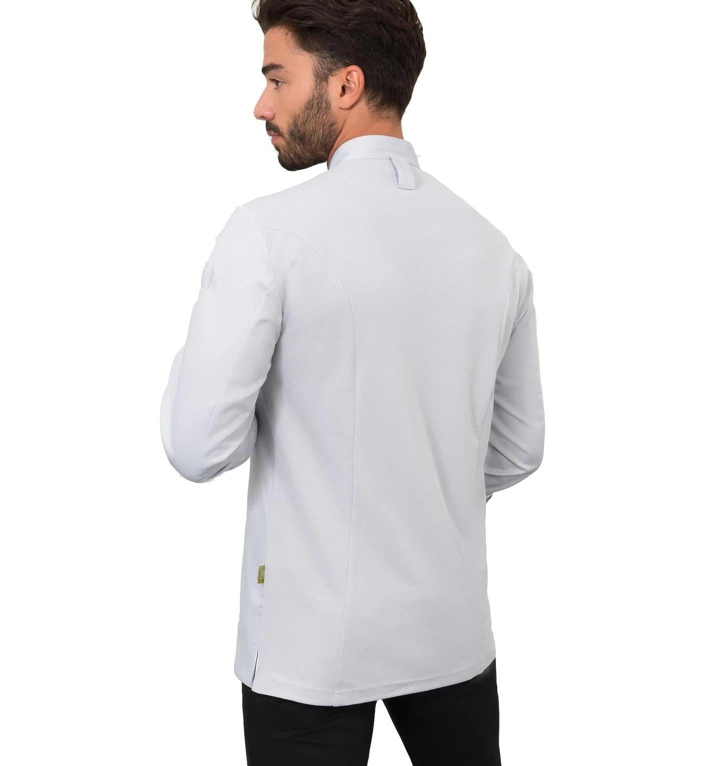 Le Nouveau Alain Chef Jacket Pearl Grey -back