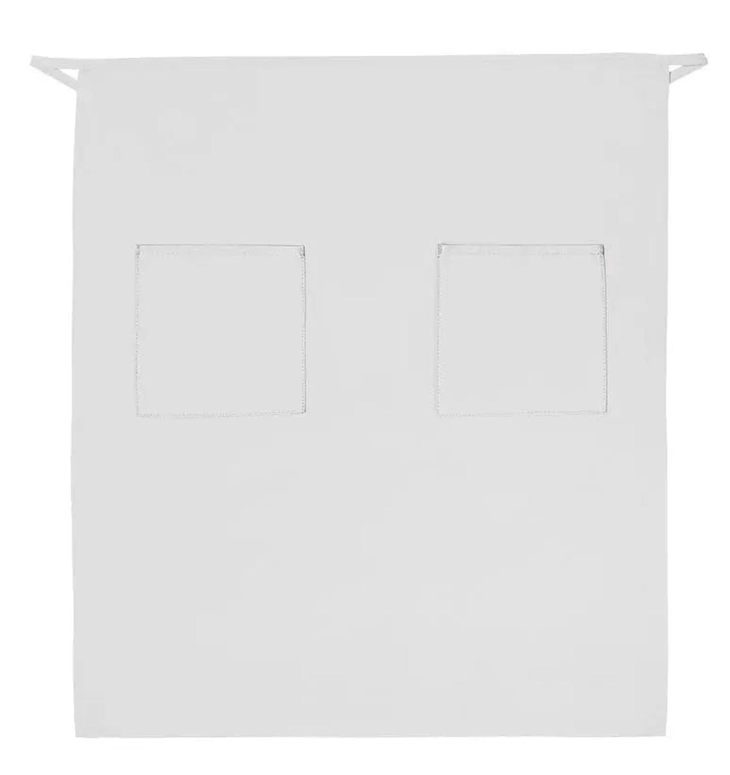 Full Bistro Apron with 2 Patch Pockets 32"L x 28"W White