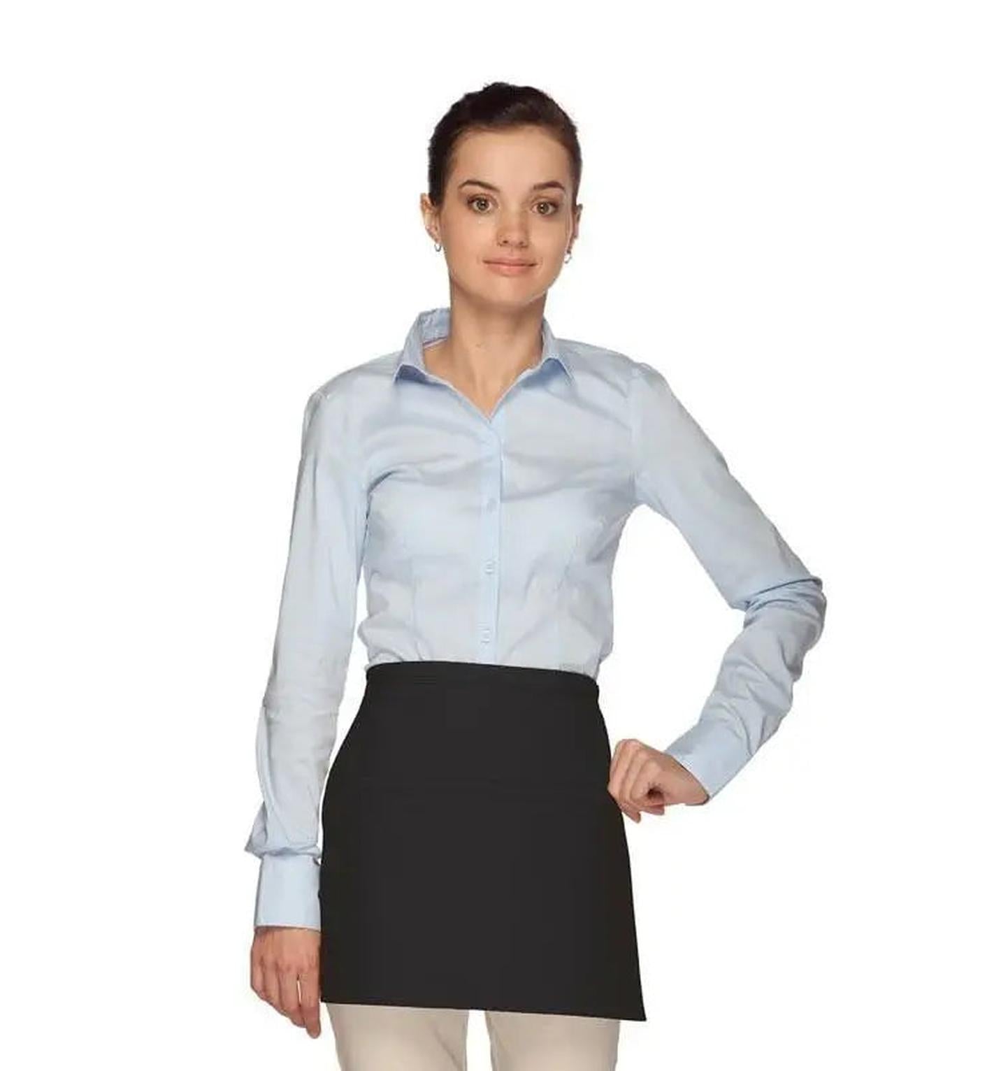 Reversible 2 pockets Waist Apron 13" L x 16" W Black Close Profile