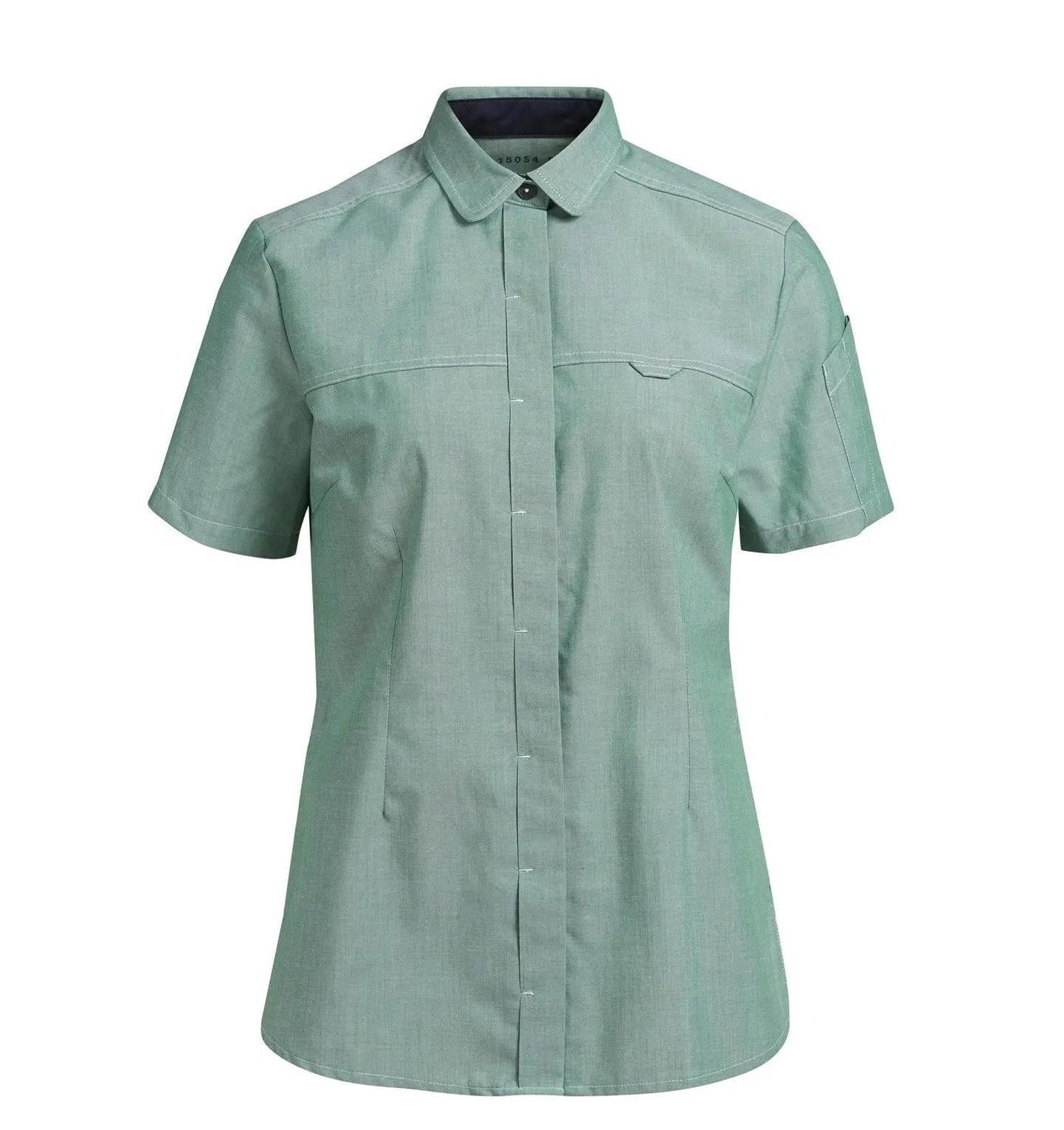 Ladies Shirt S/S Chambray Green - Main