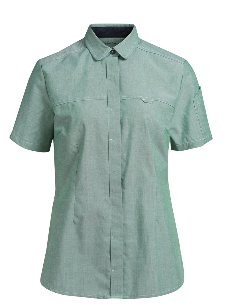Ladies Shirt S/S Chambray Green - Main
