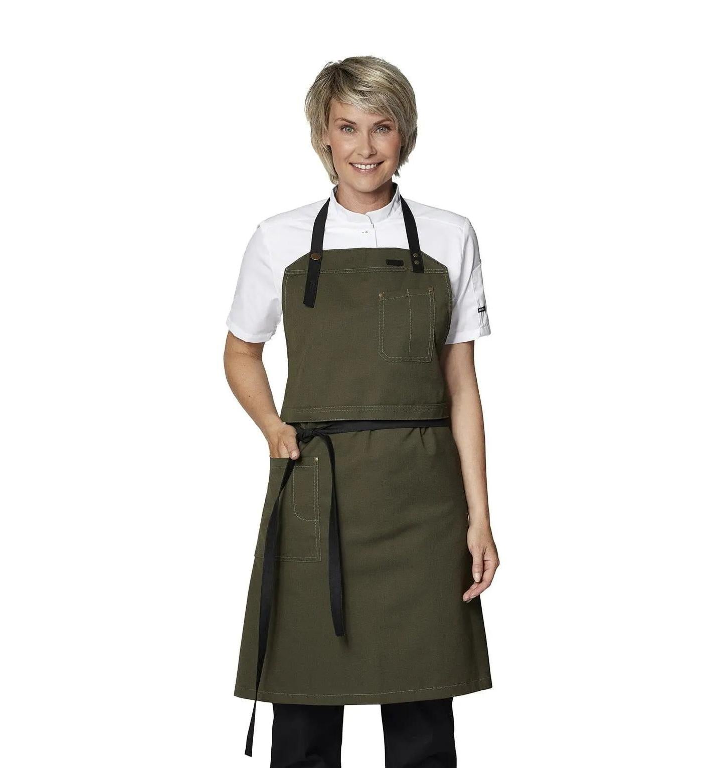 Kentaur 30360 Cypres Olive Raw Bib Apron
