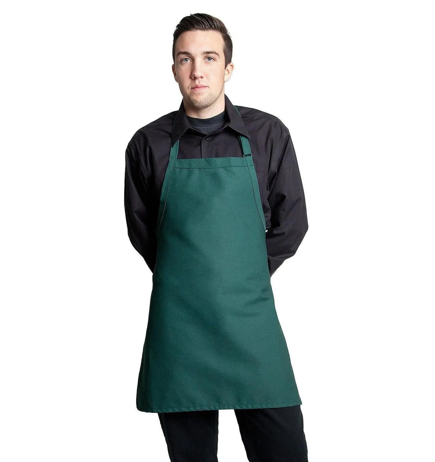Bib Apron with No Pockets 28"L x 24"W Hunter Green