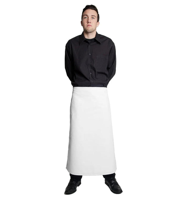 Full Bistro Apron w/No Pockets 32"L x 28"W White
