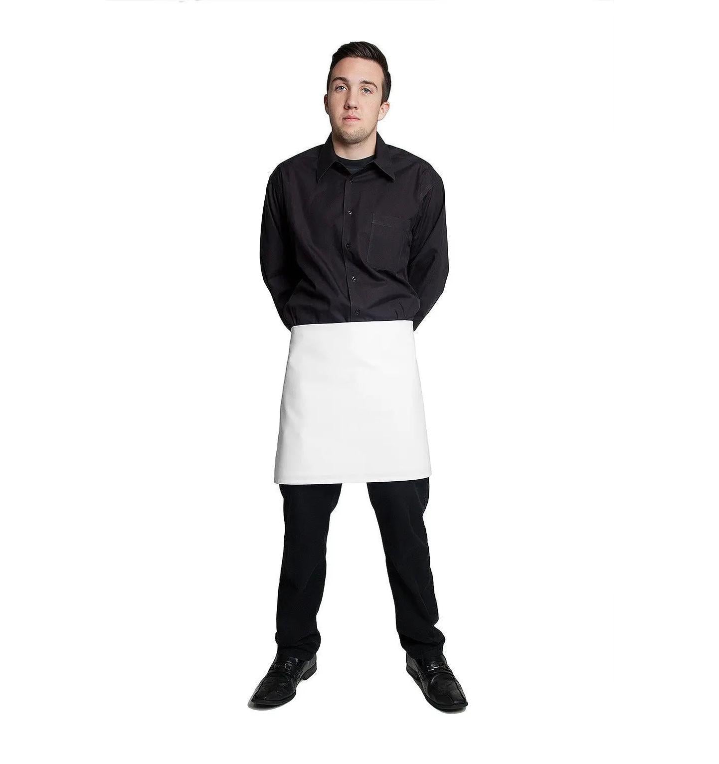 4 way Apron - White 16" L X 28" W White Waist Front Profile