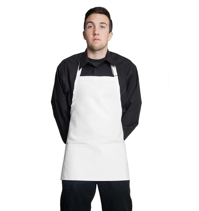 Fiumara Apparel Bib Apron w/ 3 Pockets 24"L X 28" W White