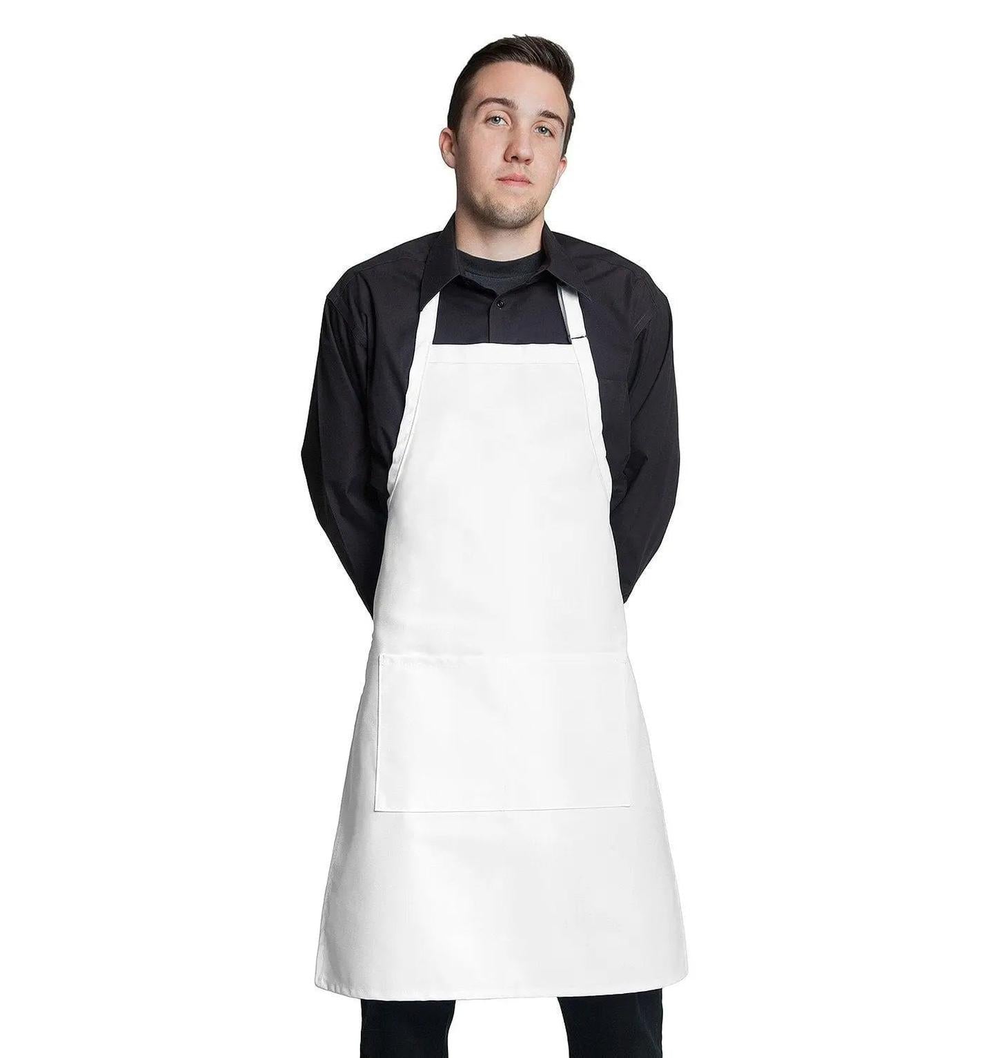 Butcher Apron w/Center Pockets 34"L x 24"W White
