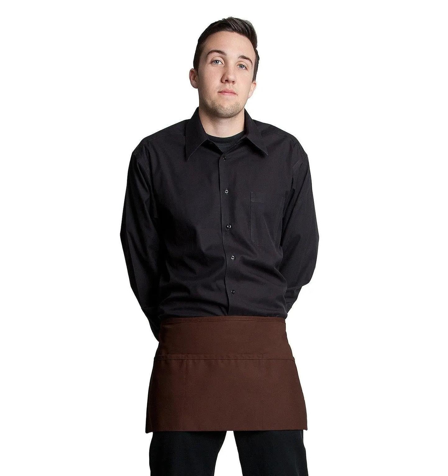 3 Pocket Waist Apron 12"L x 23"W Espresso Brown