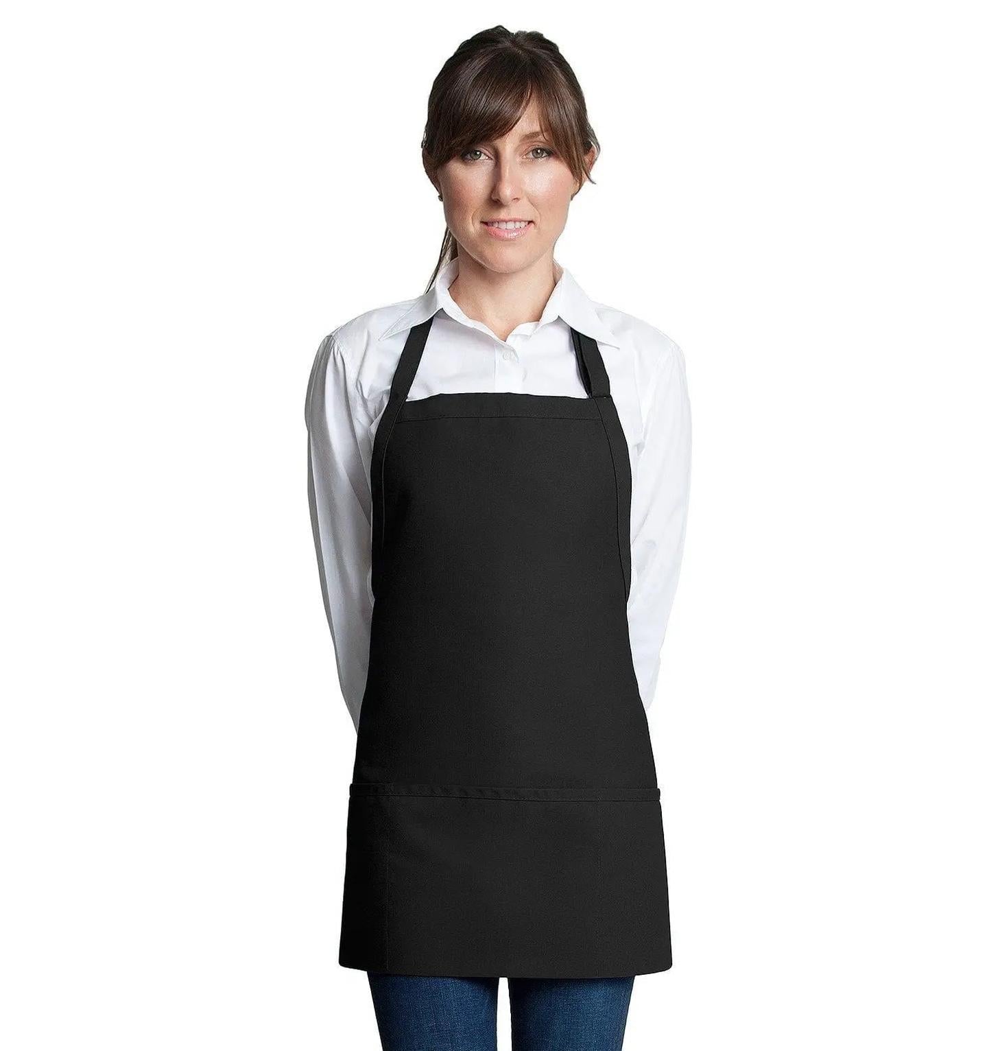 Fiumara Apparel Bib Apron w/ 3 Pockets 24"L X 28" W Black