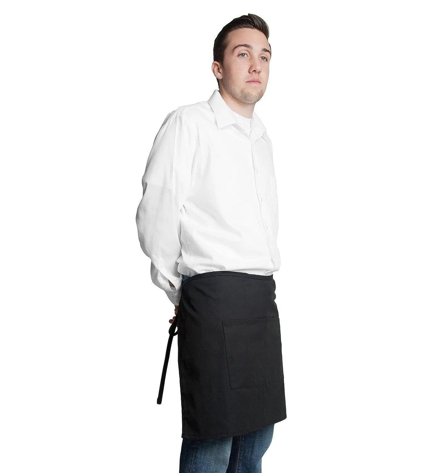 Half Bistro Apron w/Center Pockets 19"L x 28"W Black Profile