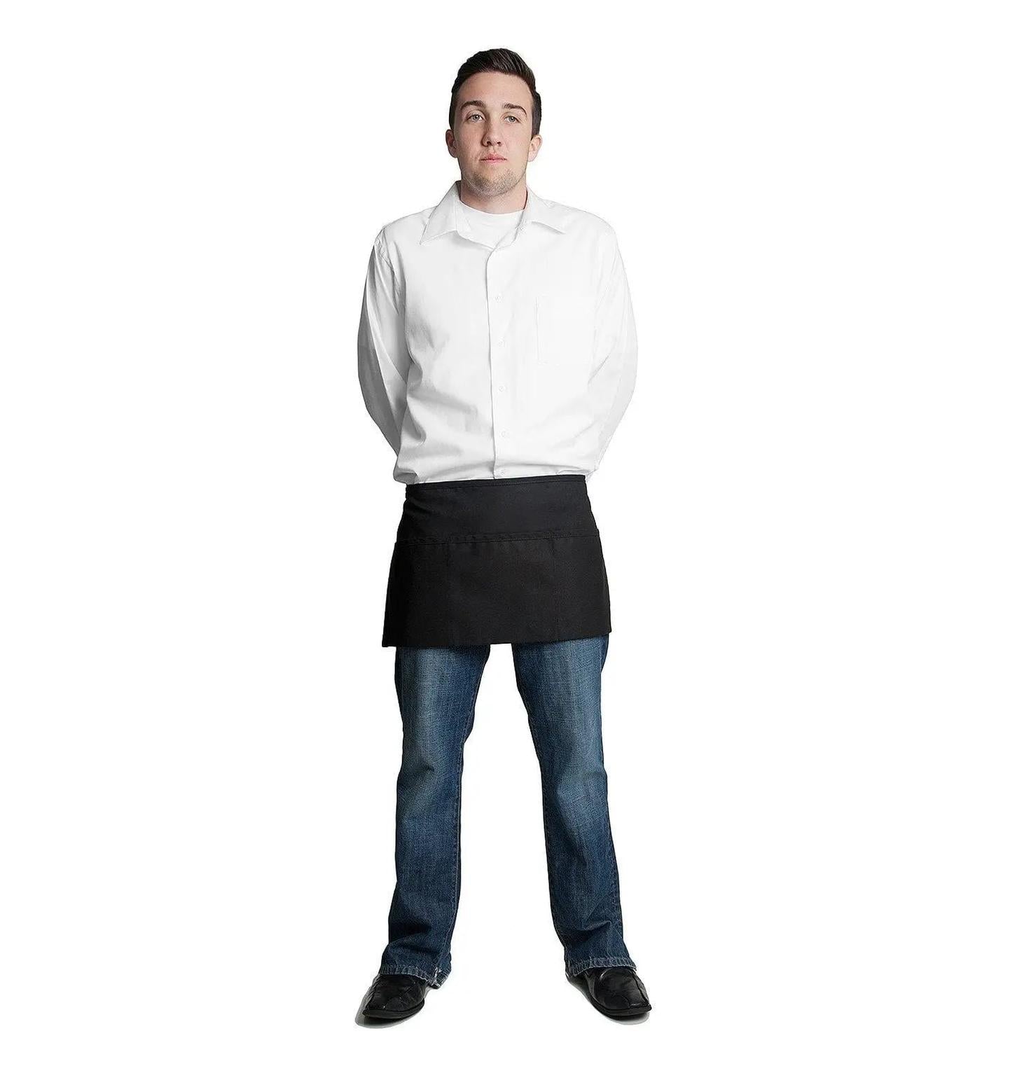3 Pocket Apron (Rev) 12"L x 23"W by Fiumara Apparel Black Front 