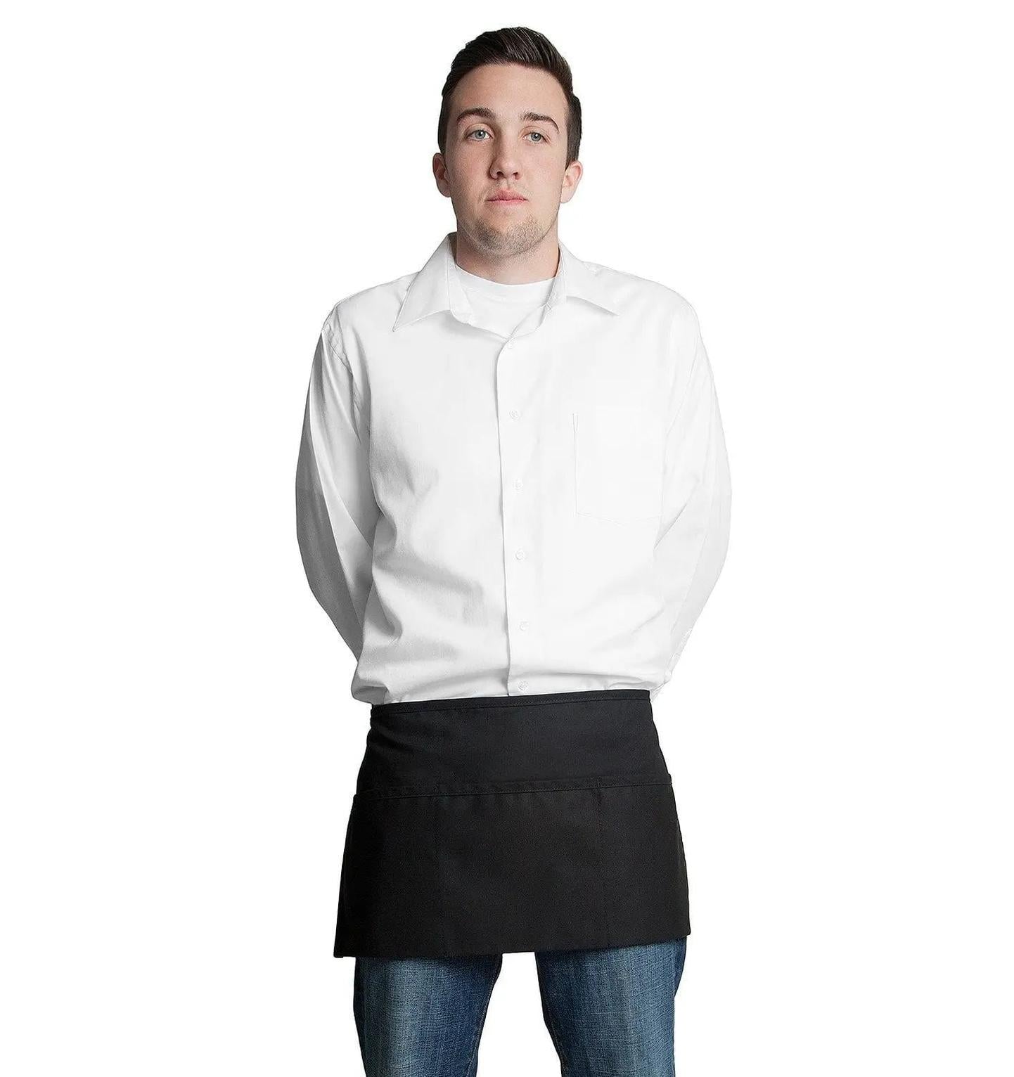 3 Pocket Apron (Rev) 12"L x 23"W by Fiumara Apparel Black Front Close