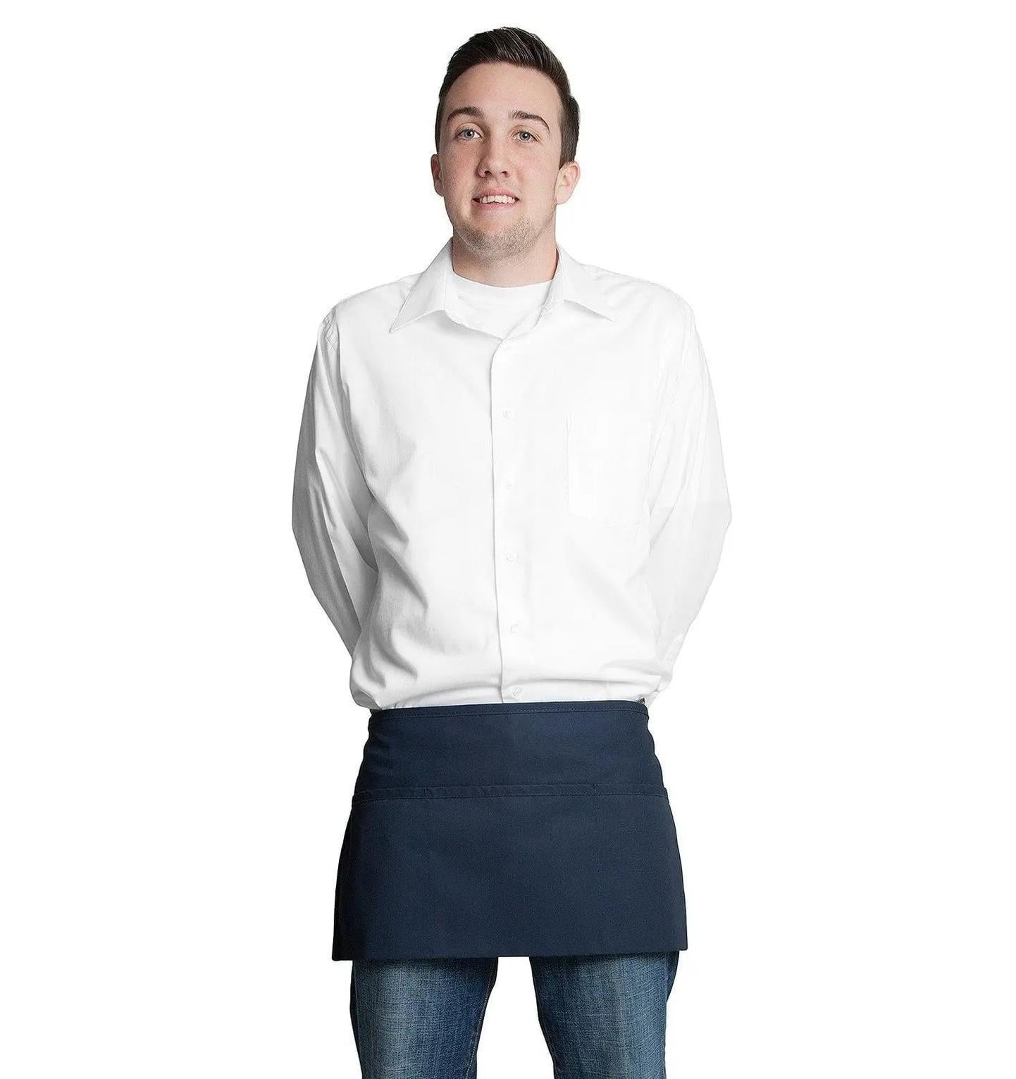 3 Pocket Waist Apron 12"L x 23"W Navy Blue