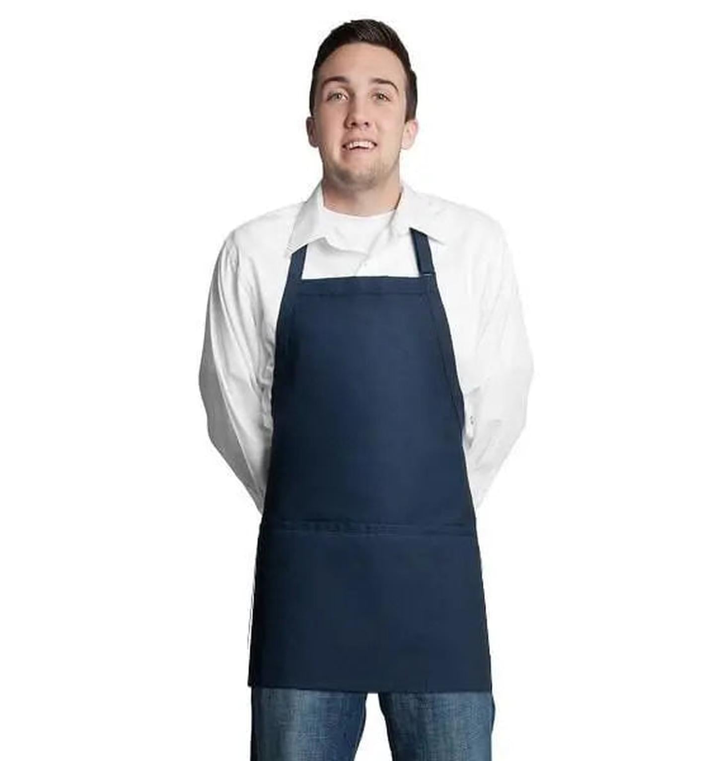 Fiumara Apparel Bib Apron w/ 3 Pockets 24"L X 28" W Navy Blue