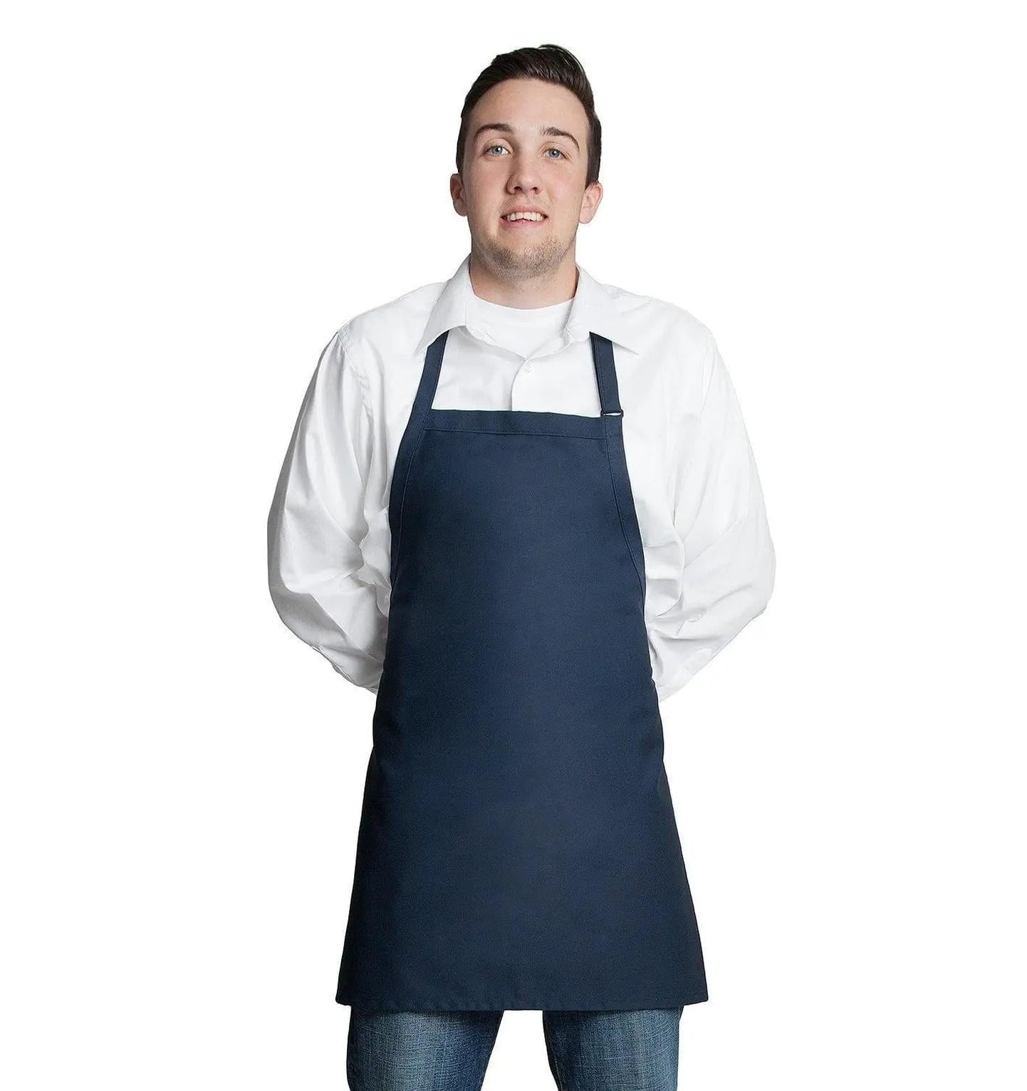 Bib Apron with No Pockets 28"L x 24"W Navy Blue