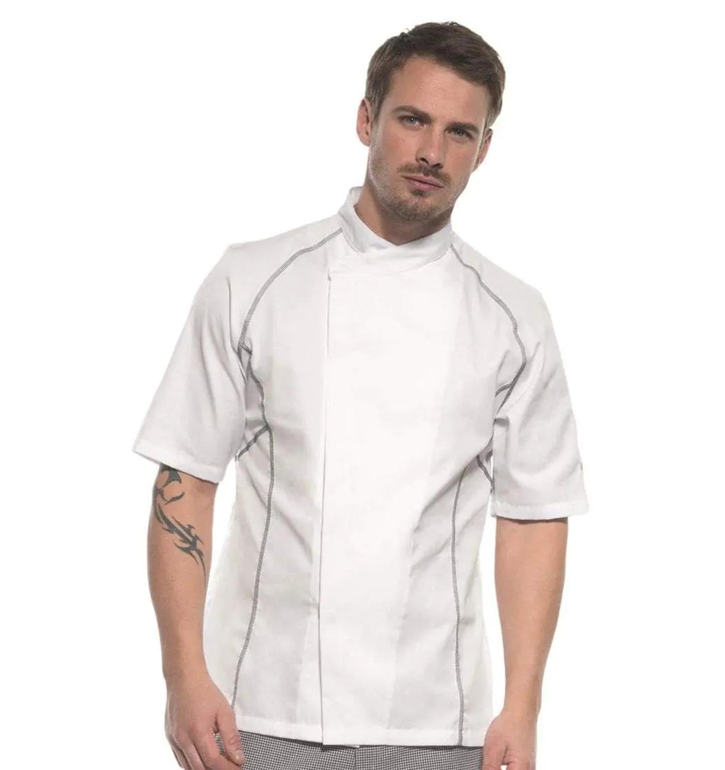 Kentaur 23400 Unisex Chef/Waiter Jacket - White/Grey
