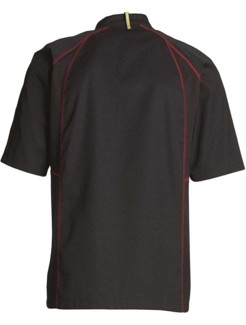 Kentaur 23400 Unisex Chef/Waiter Jacket - Black/Red - Back