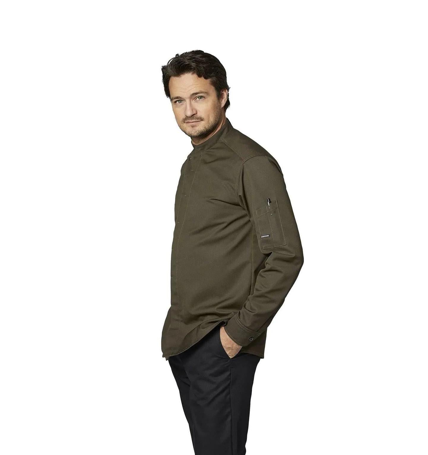 Kentaur 23515 Long Sleeve Chef/Service Jacket - OLIVE- Side View