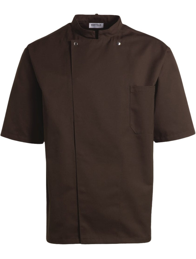 Kentaur 2360 Short Sleeve Unisex Chef/Waiter Jacket - Mocca - Front View
