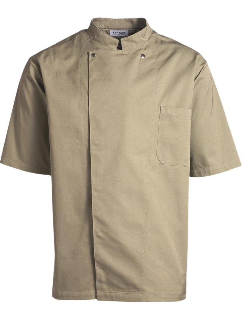 Kentaur 2360 Short Sleeve Unisex Chef/Waiter Jacket - Dark Sand - Front View