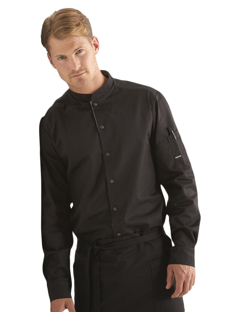 Kentaur 25203 Chef/Service Long Sleeve Shirt Media - Black - Front