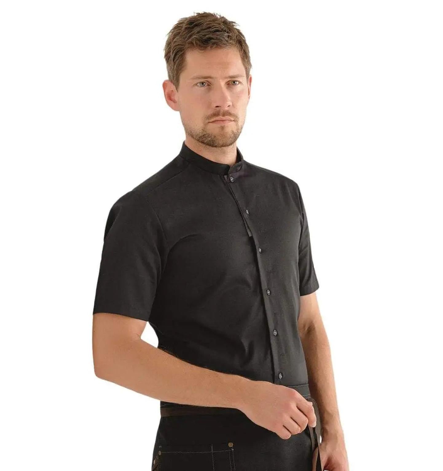 Kentaur 25209 Short Sleeve Chef/Service Shirt - Front - Black