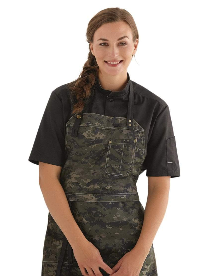 Kentaur 25209 Short Sleeve Chef/Service Shirt - Front - Black - With Apron