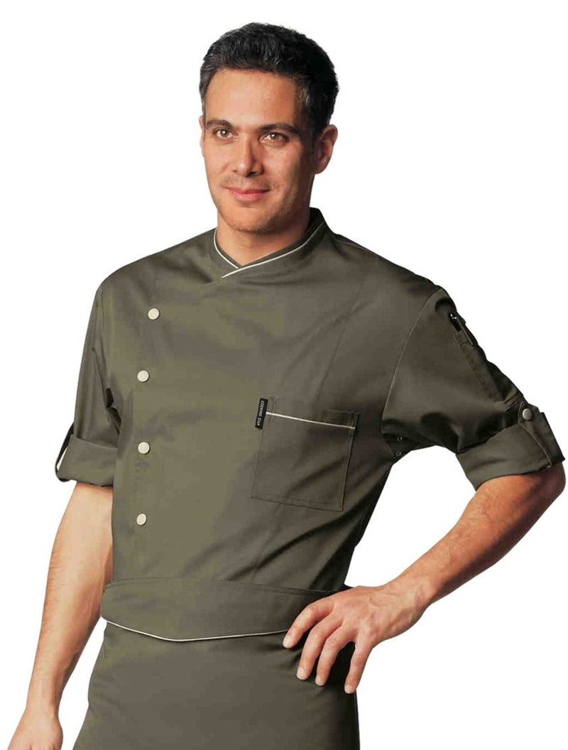 Bragard Chicago Chef Jacket Taupe with White Piping