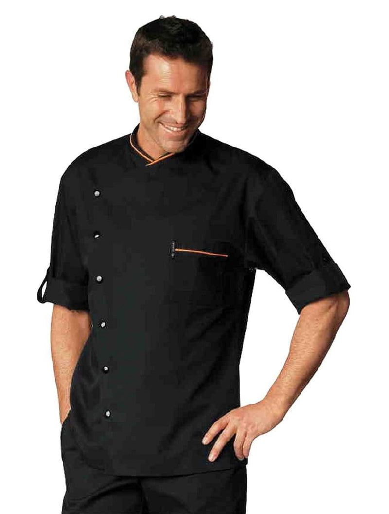 Bragard Chicago Chef Jacket Black with Orange Piping