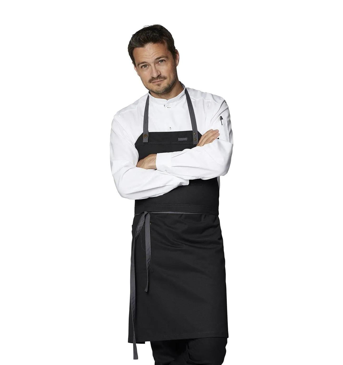 Kentaur 30360 Black Raw Bib Apron-2