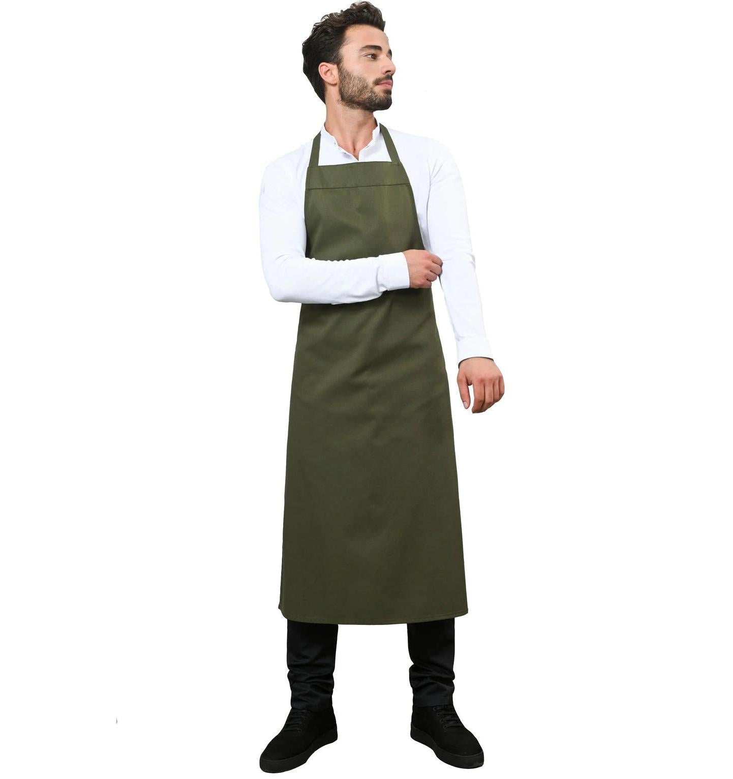 Le Nouveau Denver Bib Apron Olive Green - full