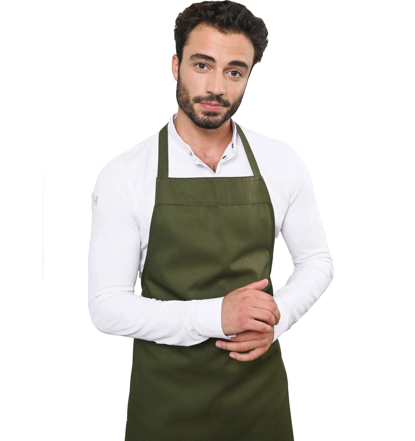 Le Nouveau Denver Bib Apron Olive Green - mian