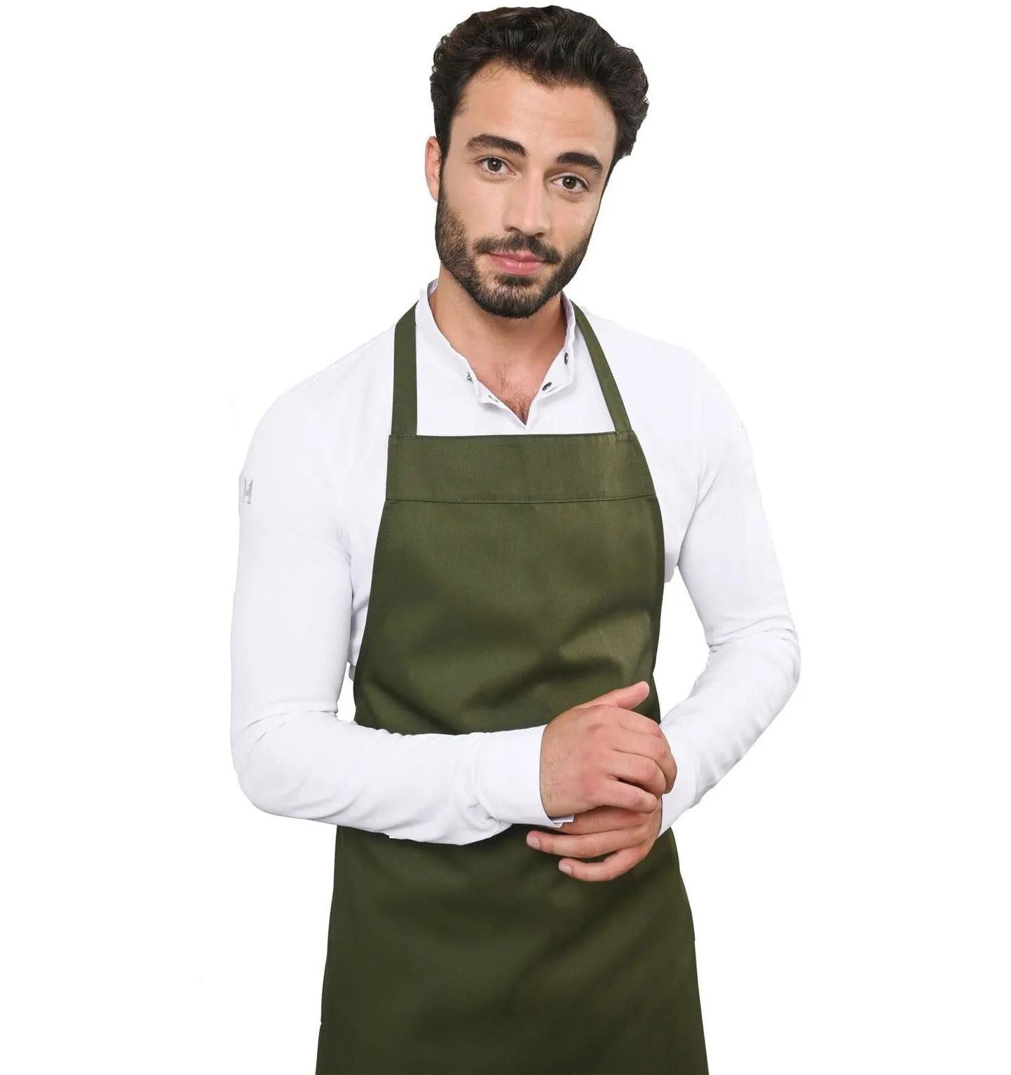Le Nouveau Denver Bib Apron Olive Green - mian