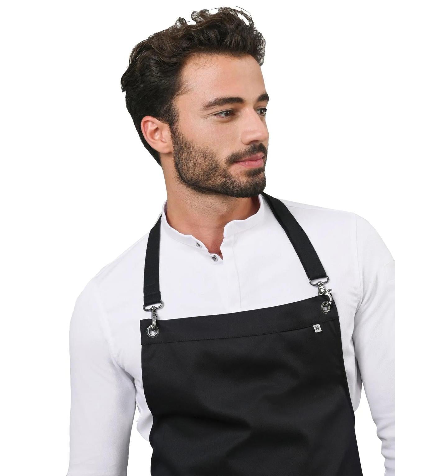 Le Nouveau Davos Bib Apron Black -sideview