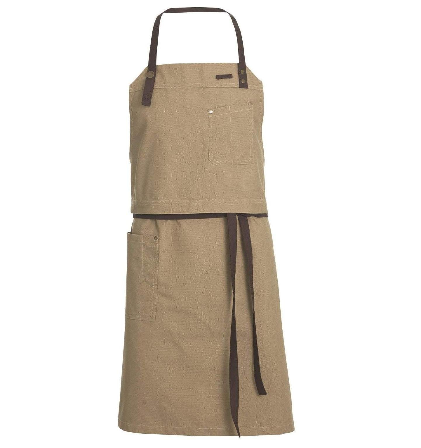Kentaur 30360 Raw Bib Apron- Khaki